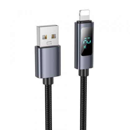Καλώδιο USB-A σε Lightning Hoco Display X112, 18W, 2.4A, 1m, Μαύρο