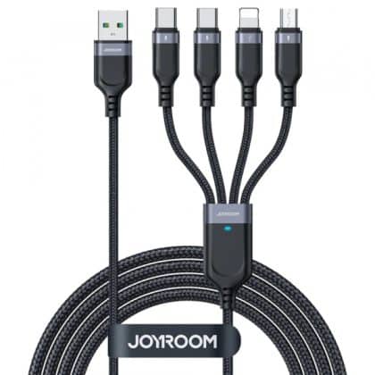 Καλώδιο φόρτισης USB-A σε Lightning / microUSB / 2 x USB-C Joyroom S-1T4018A18 4 σε 1, 20W, 3.5A, 1.2m, Μαύρο