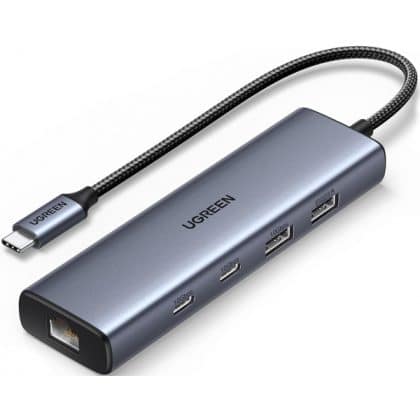 UGREEN Hub USB-C UGREEN CM512, 1 x USB-A 3.2 - 1 x USB-A - 3 x USB-C - 1 x RJ45, Γκρι