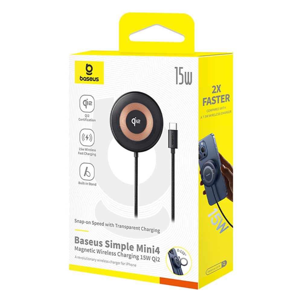 Baseus - Μαγνητικός Ασύρματος Φορτιστής Simple Mini4 (P10273300121-01) - Universal, με Βάση, USB-C, Qi2 15W, 1m - Cosmic Black - Image 7