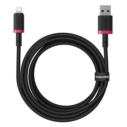 Baseus - Καλώδιο δεδομένων Dura Series (P10377801U01-03) - USB σε Lightning, Γρήγορη φόρτιση, 2.4A, 480Mbps, Νάιλον, 2m - Κόκκινο / Μαύρο