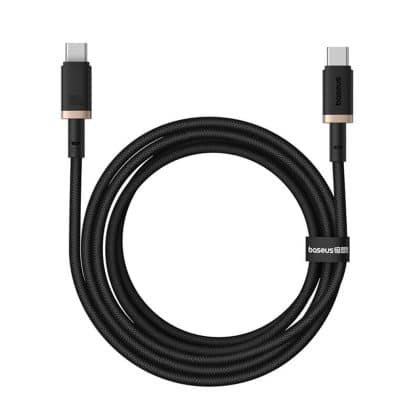 Baseus - Καλώδιο Δεδομένων Dura Series (P10377803U01-02) - για MacBook, Type-C, Γρήγορη Φόρτιση, PD 100W, 480Mbps, 2m - Χρυσό / Μαύρο