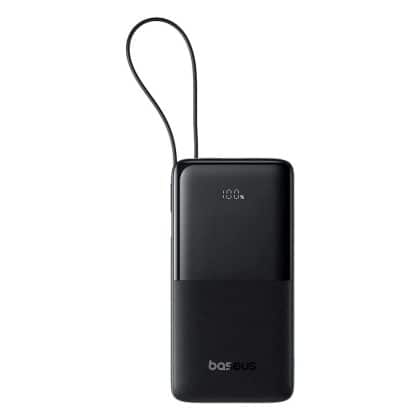 Baseus - Power Bank Bipow 2 (P10077101113-00) - με ενσωματωμένο καλώδιο USB-C, Type-C, USB, Έξυπνη οθόνη, 10000mAh, 20W - Μαύρο