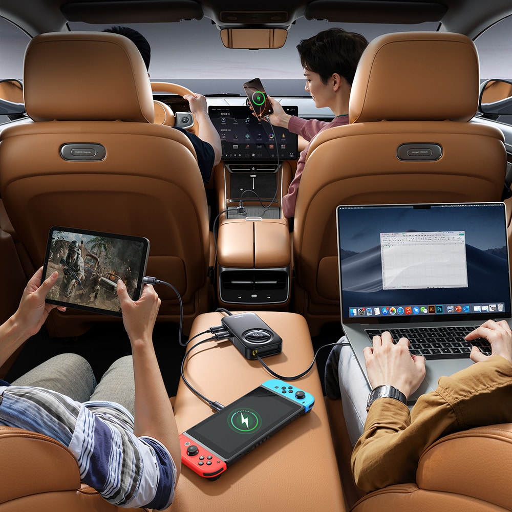 Baseus - Φορτιστής Αυτοκινήτου PrimeTrip VW1 (C00069000121-00) - 3x USB, 3x Type-C, 105W, Γρήγορη Φόρτιση, Καλώδιο Ανασυρόμενου 60W - Μαύρο - Image 2