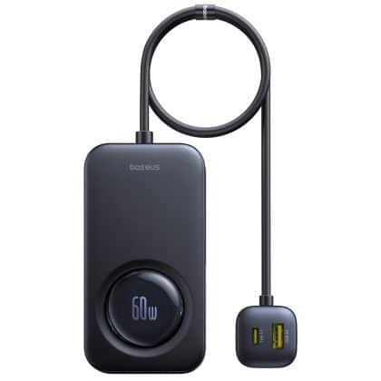 Baseus - Φορτιστής Αυτοκινήτου PrimeTrip VW1 (C00069000121-00) - 3x USB, 3x Type-C, 105W, Γρήγορη Φόρτιση, Καλώδιο Ανασυρόμενου 60W - Μαύρο