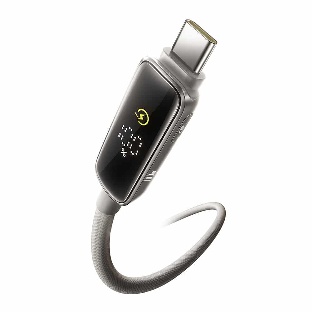 Baseus - Καλώδιο δεδομένων Vipow (P10381802851-01) - Type-C, Γρήγορη φόρτιση, Οθόνη, Λειτουργία αναστολής λειτουργίας, 100W, 2m - Galaxy Natural Titanium - Image 2