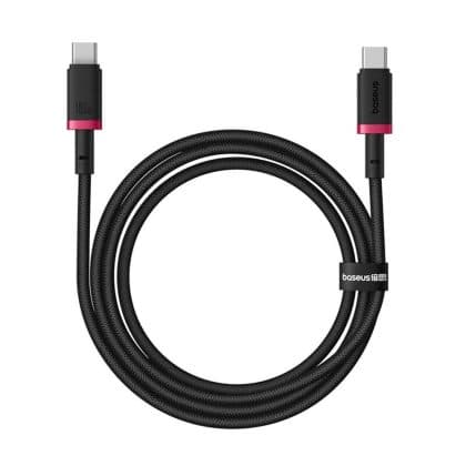 Baseus - Καλώδιο Δεδομένων Dura Series (P10377803U01-03) - για MacBook, Type-C, Γρήγορη Φόρτιση, PD 100W, 480Mbps, 2m - Κόκκινο / Μαύρο