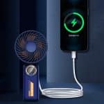 Techsuit - Ανεμιστήρας χειρός Premium Mini (Z8) - με ψηφιακή οθόνη LED, επαναφορτιζόμενη θύρα USB-C, 3 ταχύτητες ανέμου, 2A, 3600mAh - Μπεζ - Image 7