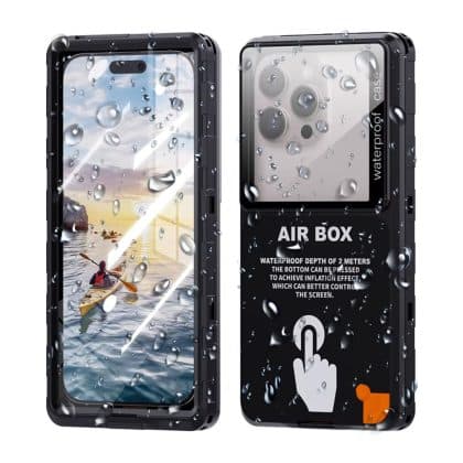 ShellBox - Αδιάβροχη θήκη AirBox IP68 (μέγιστο 6,9 ίντσες) - Μοντέλο Universal για τηλέφωνο (μέγιστο βάθος 15 χιλιοστών) - Μαύρο