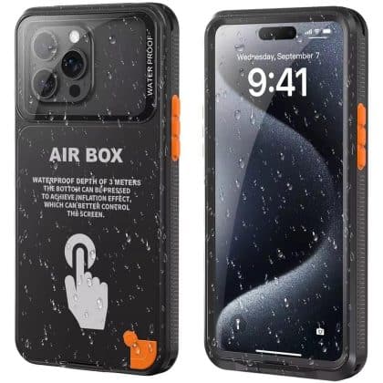 ShellBox - Αδιάβροχη θήκη AirBox IP68 (6,1 ίντσες) - iPhone 12/12 Pro/13/13 Pro/14/14 pro/15/15 Pro/16 - Μαύρη