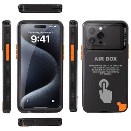 Μαύρη αδιάβροχη θήκη ShellBox AirBox για iPhone