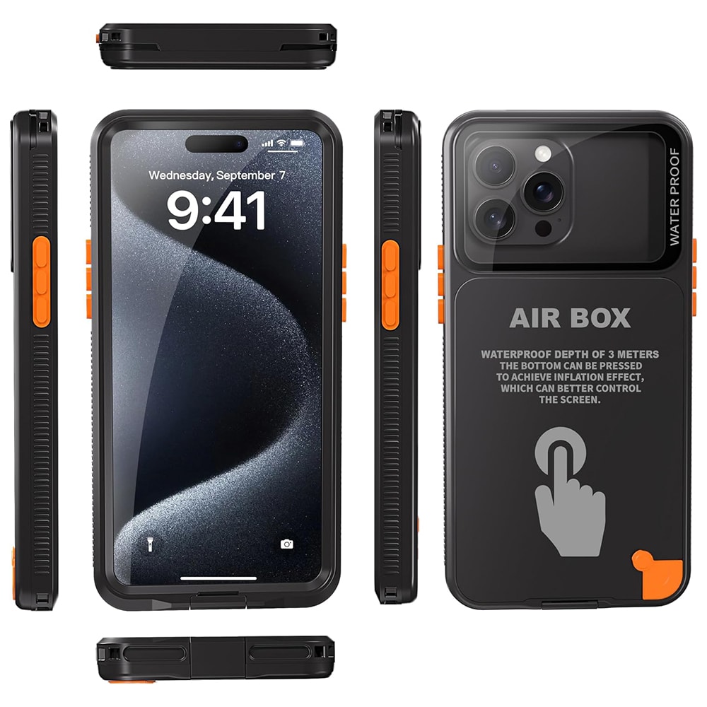 ShellBox - Αδιάβροχη θήκη AirBox IP68 (6,1 ίντσες) - iPhone 12/12 Pro/13/13 Pro/14/14 pro/15/15 Pro/16 - Μαύρη - Image 2