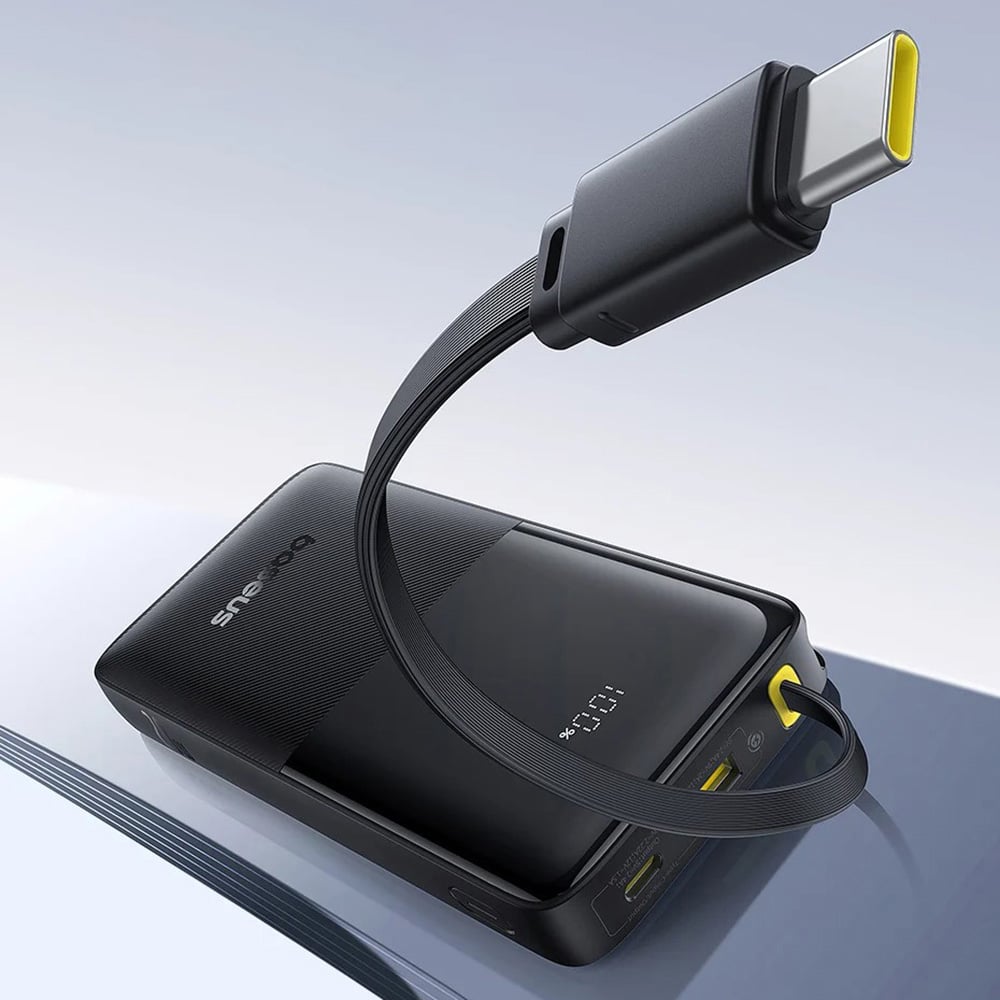 Baseus - Power Bank Bipow 2 (P10077101113-00) - με ενσωματωμένο καλώδιο USB-C, Type-C, USB, Έξυπνη οθόνη, 10000mAh, 20W - Μαύρο - Image 5