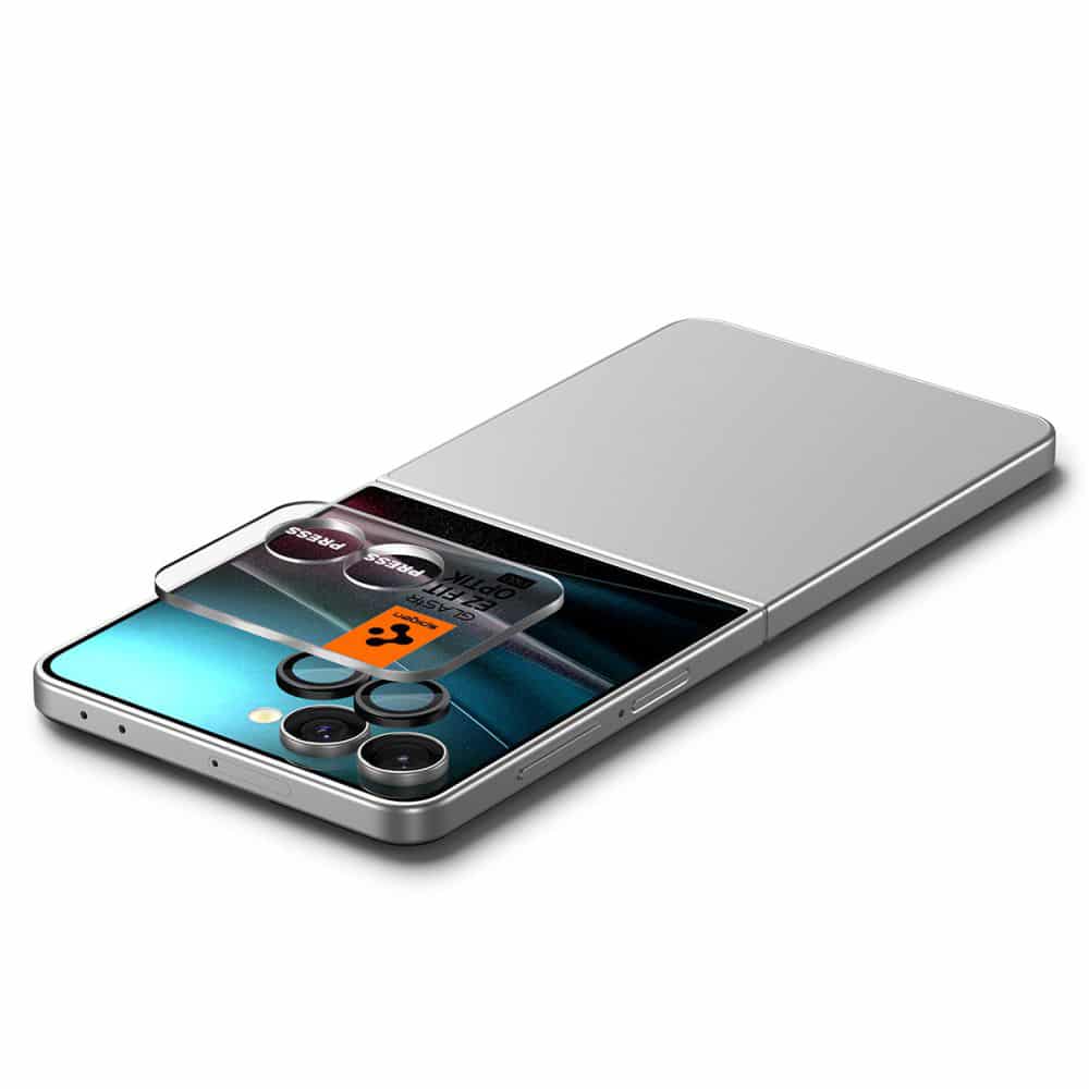 Spigen - Γυαλί Κάμερας Optik.tR EZ Fit Pro HD (συσκευασία 2 τεμαχίων) - Samsung Galaxy Z Flip7 - Μαύρο - Image 4