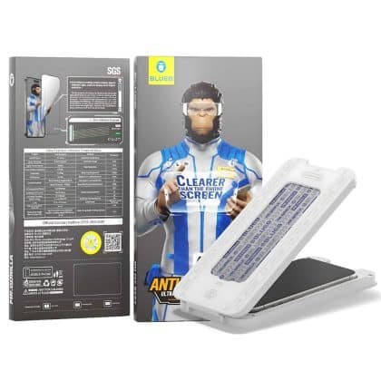 Blueo - Αντιανακλαστικό γυαλί HD με εφαρμοστή Pro - iPhone 15 Pro - Μαύρο