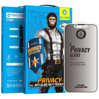 Blueo - Αντιανεμικό γυαλί απορρήτου - iPhone 13 / iPhone 13 Pro / iPhone 14 / iPhone 16e - Ματ μαύρο