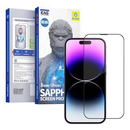 Blueo - Προστατευτικό οθόνης Sapphire με εφαρμοστή Pro - iPhone 15 Pro - Μαύρο