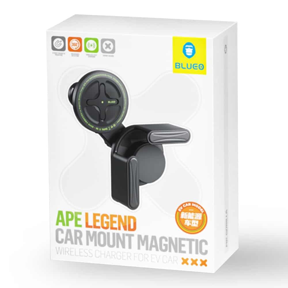 Blueo - Βάση Αυτοκινήτου με Ασύρματη Φόρτιση Ape Legend - για Ηλεκτρικό Αυτοκίνητο, Type-C, 15W, Περιστροφή 360 μοιρών - Μαύρο - Image 2