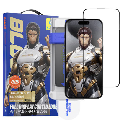 Blueo - Γυαλί 3D AR με πλήρη κόλλα και εφαρμοστή Pro - iPhone 16 Pro - Μαύρο