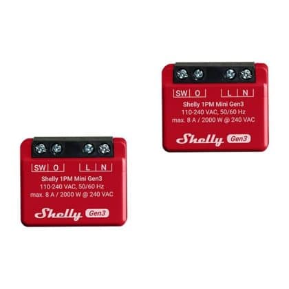 Σετ 2 χειριστηρίων Shelly 1PM Mini Gen3, WiFi/Bluetooth