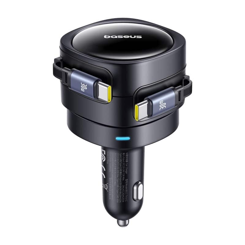 Baseus Enjoyment Max φορτιστής αυτοκινήτου με καλώδια USB-C+USB-C 60W Μαύρο - Image 2