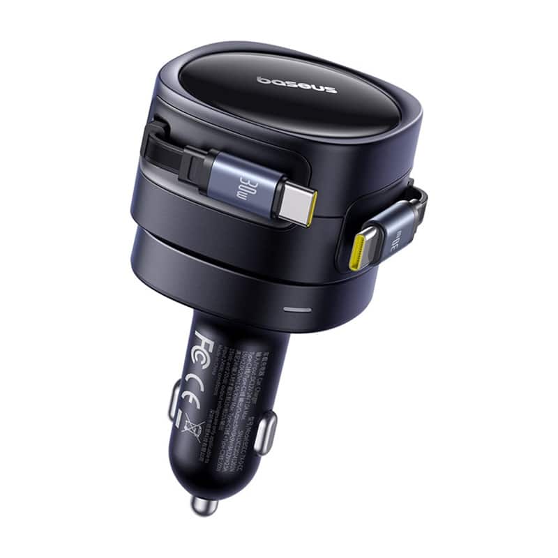 Baseus Enjoyment Max φορτιστής αυτοκινήτου με καλώδια USB-C+USB-C 60W Μαύρο - Image 4