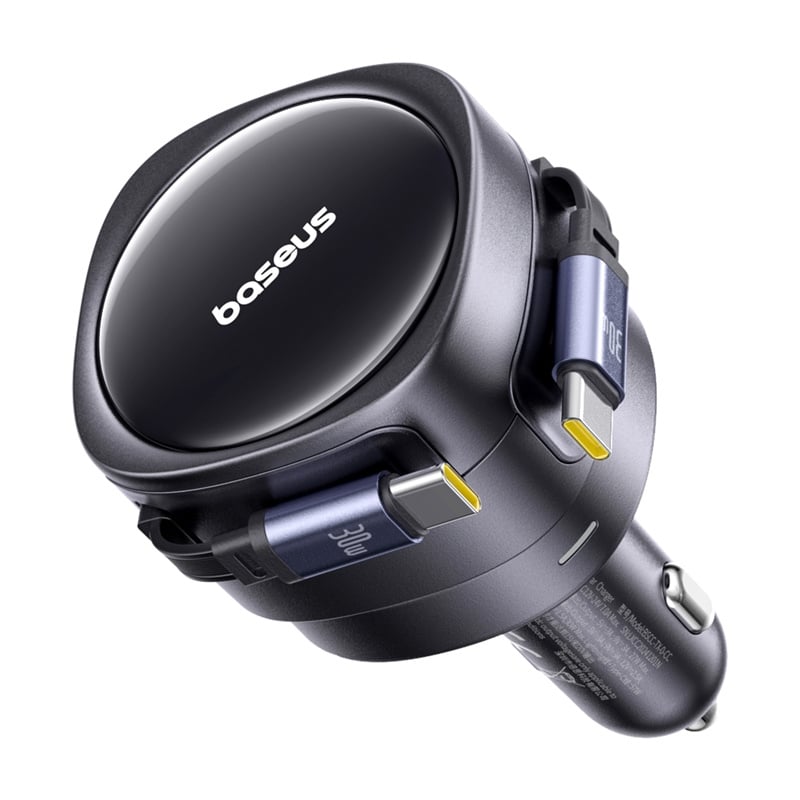 Baseus Enjoyment Max φορτιστής αυτοκινήτου με καλώδια USB-C+USB-C 60W Μαύρο - Image 5