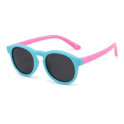 Techsuit - Polarized Γυαλιά Ηλίου (8308-C27) - για Βρέφη, Στρογγυλό Σχήμα, με Λουρί - Μπλε Λίμνης / Ροζ One Size