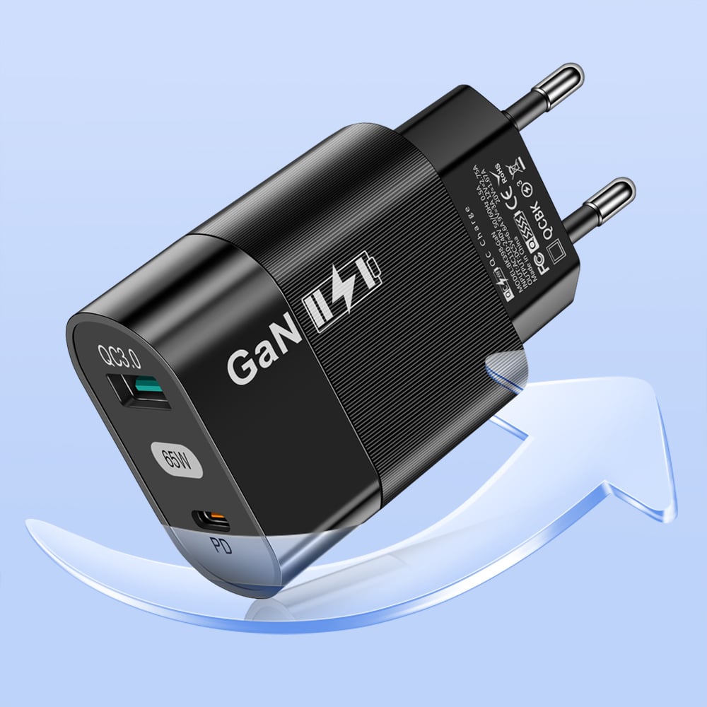 Techsuit - Φορτιστής τοίχου (CHPD131) - GaN, USB, Type-C, Γρήγορη Φόρτιση, 65W - Μαύρο - Image 7