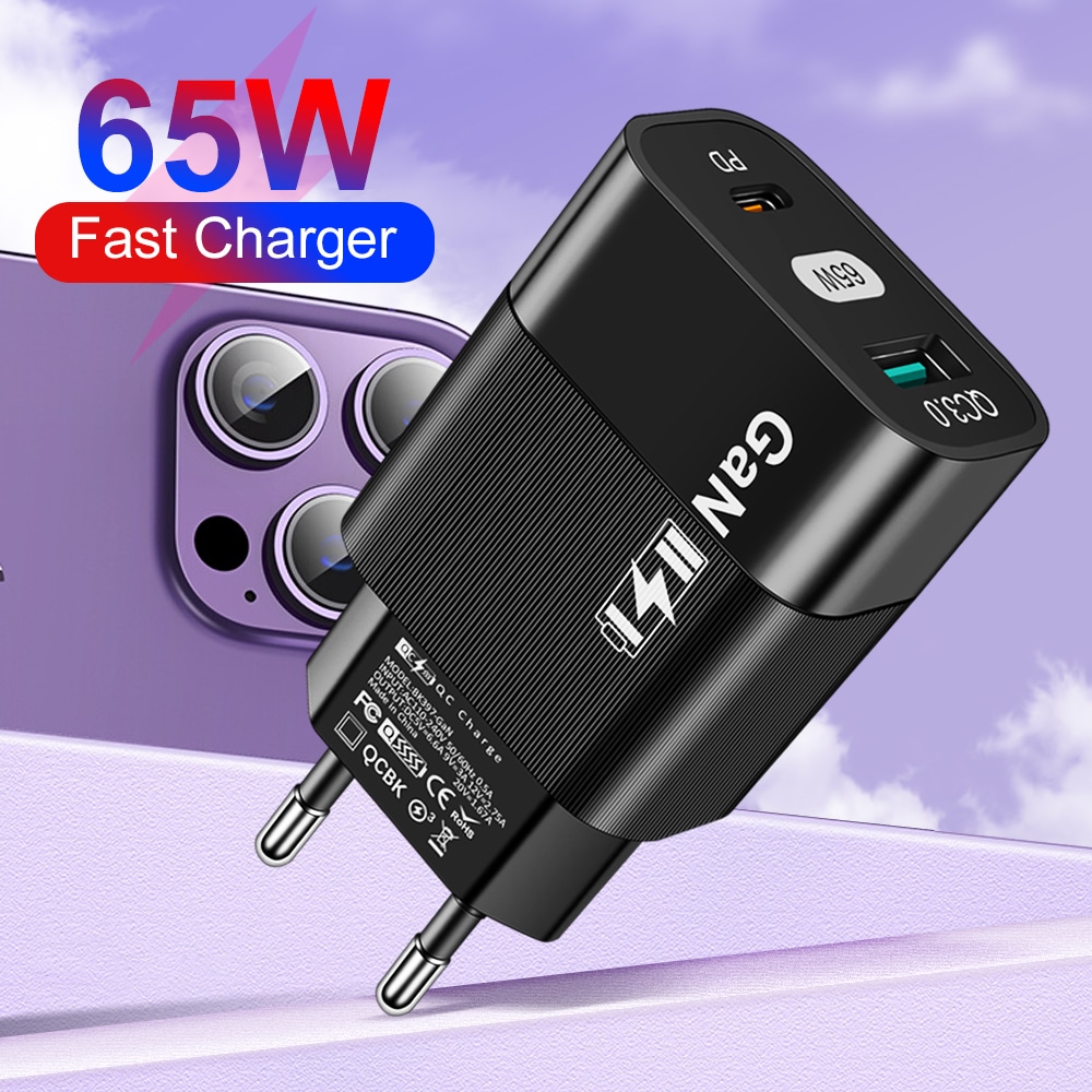 Techsuit - Φορτιστής τοίχου (CHPD131) - GaN, USB, Type-C, Γρήγορη Φόρτιση, 65W - Μαύρο - Image 6