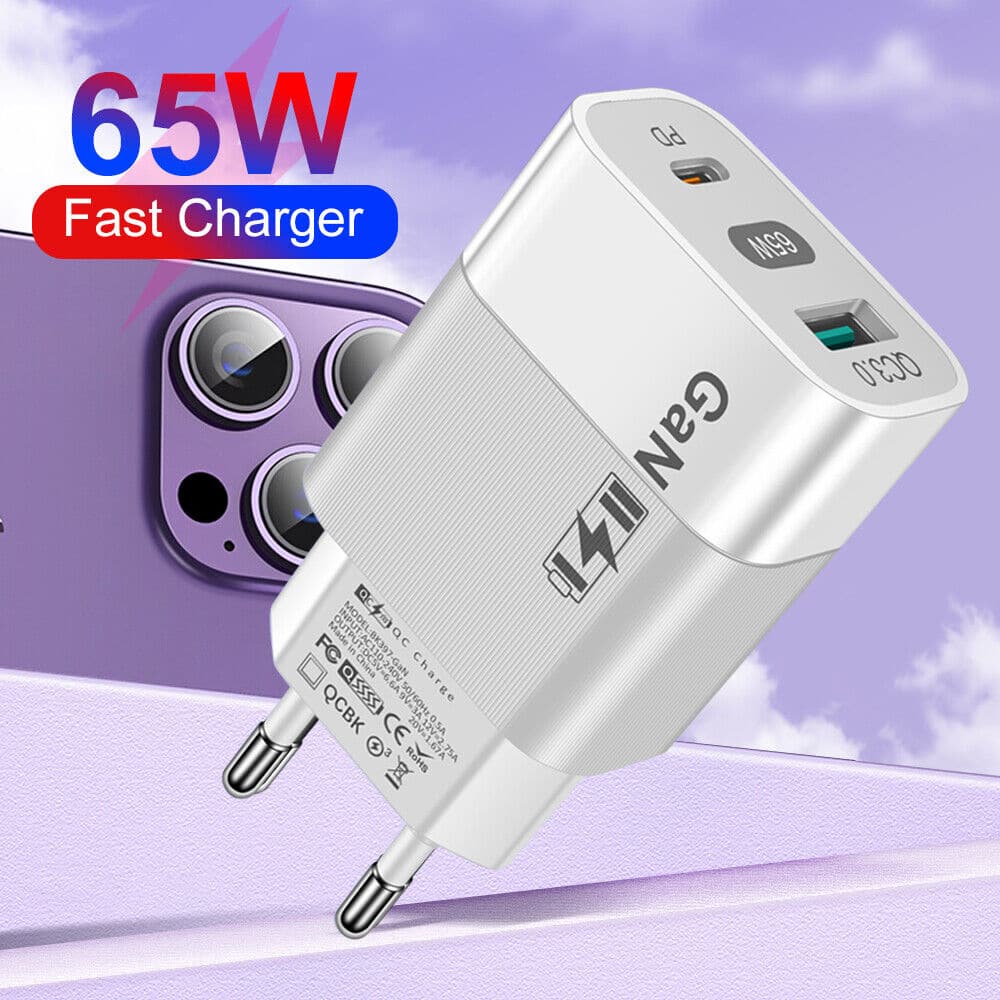 Techsuit - Φορτιστής τοίχου (CHPD131) - GaN, USB, Type-C, Γρήγορη Φόρτιση, 65W - Λευκό - Image 5