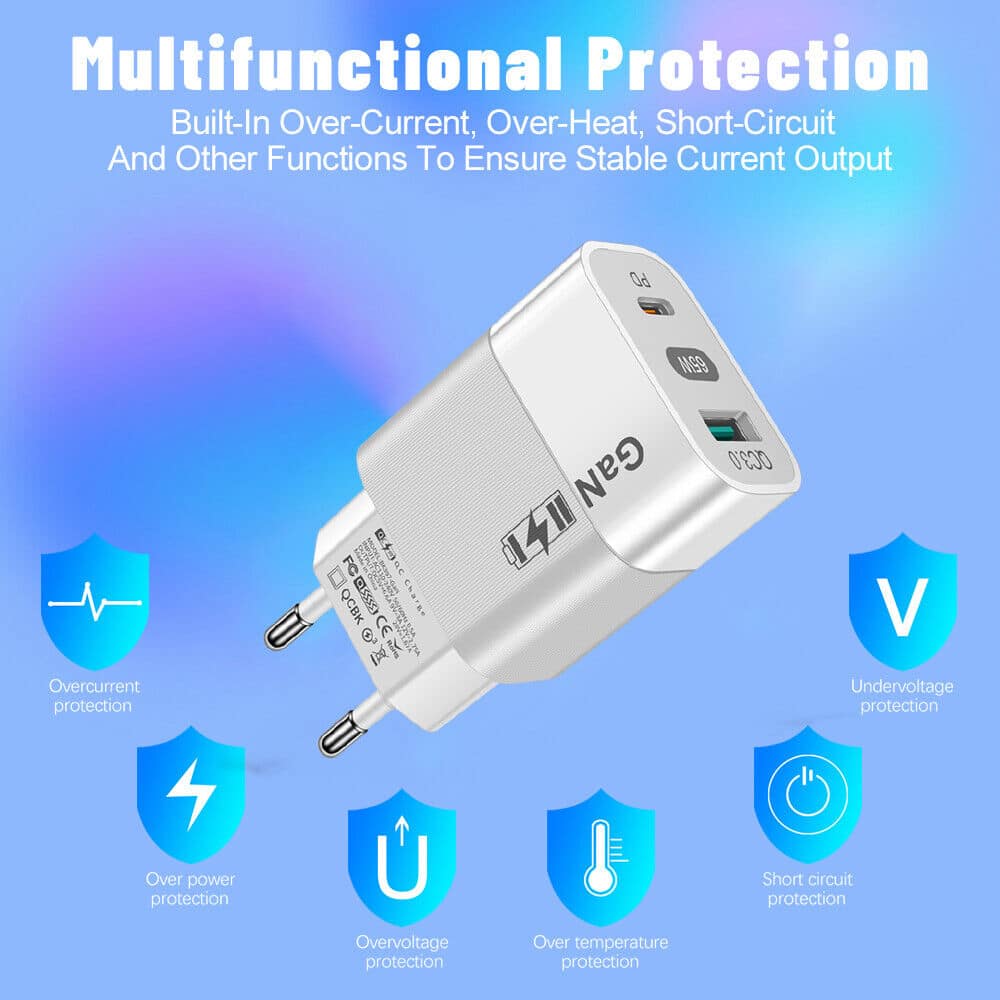 Techsuit - Φορτιστής τοίχου (CHPD131) - GaN, USB, Type-C, Γρήγορη Φόρτιση, 65W - Λευκό - Image 3