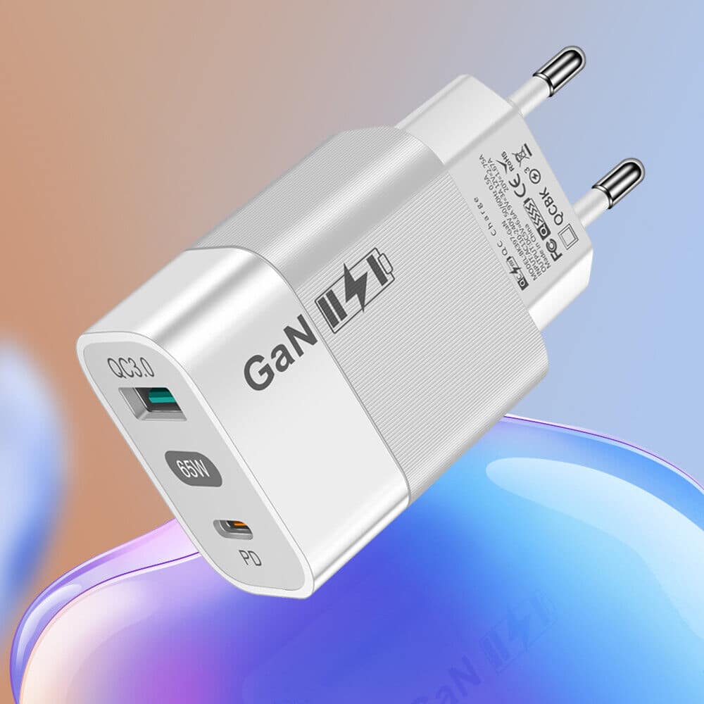 Techsuit - Φορτιστής τοίχου (CHPD131) - GaN, USB, Type-C, Γρήγορη Φόρτιση, 65W - Λευκό - Image 4