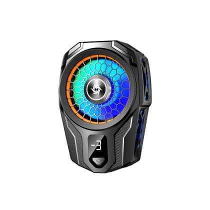 Techsuit - Ψύκτρα Τηλεφώνου (SL16) - με Κουμπί Gear, Εμφάνιση Θερμοκρασίας, Βραχίονα Σφίξης Σιλικόνης, Δύο Ταχύτητες, Universal - Μαύρο
