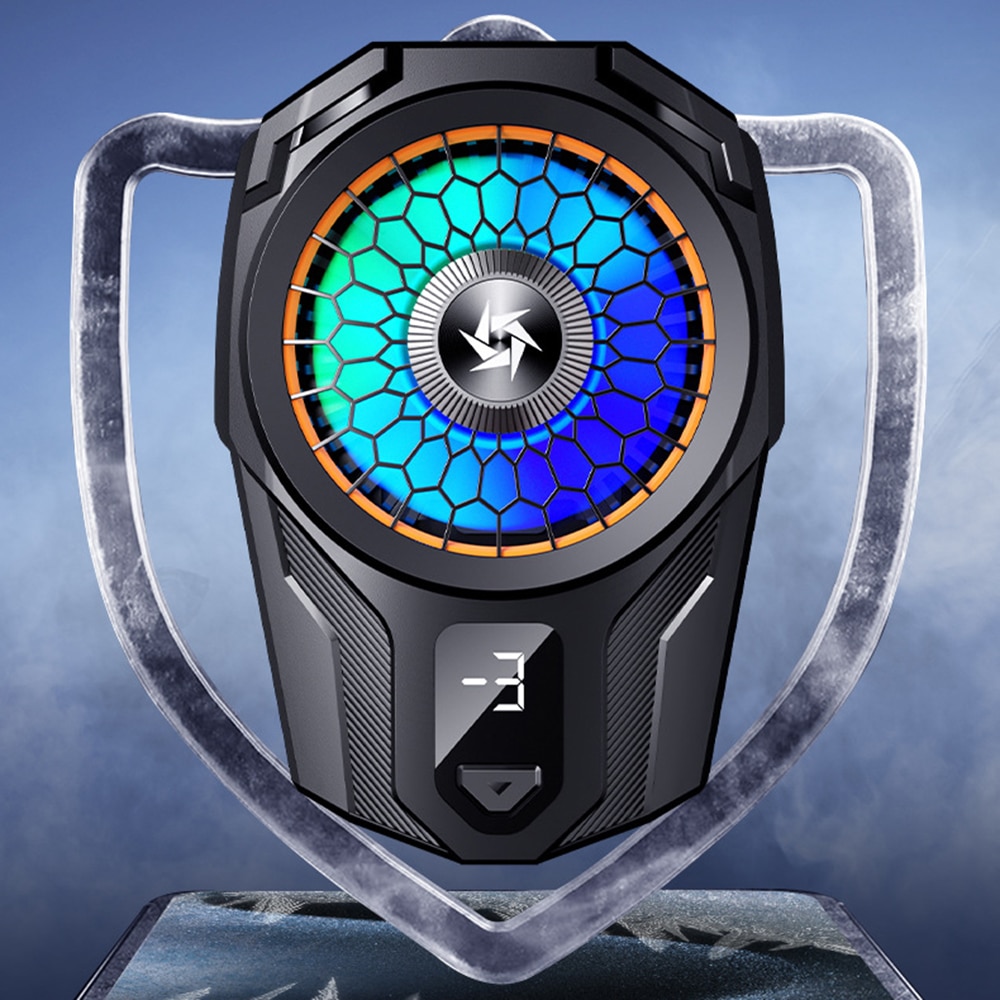 Techsuit - Ψύκτρα Τηλεφώνου (SL16) - με Κουμπί Gear, Εμφάνιση Θερμοκρασίας, Βραχίονα Σφίξης Σιλικόνης, Δύο Ταχύτητες, Universal - Μαύρο - Image 4