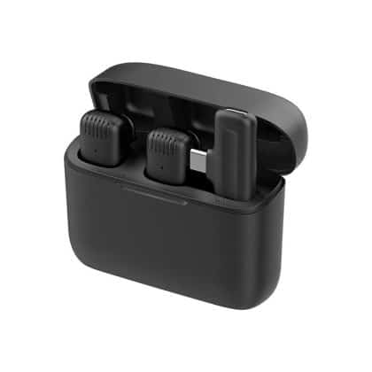 Techsuit - (2 pack) Ασύρματο μικρόφωνο Lavalier (LW4) Type-C, Μαύρο