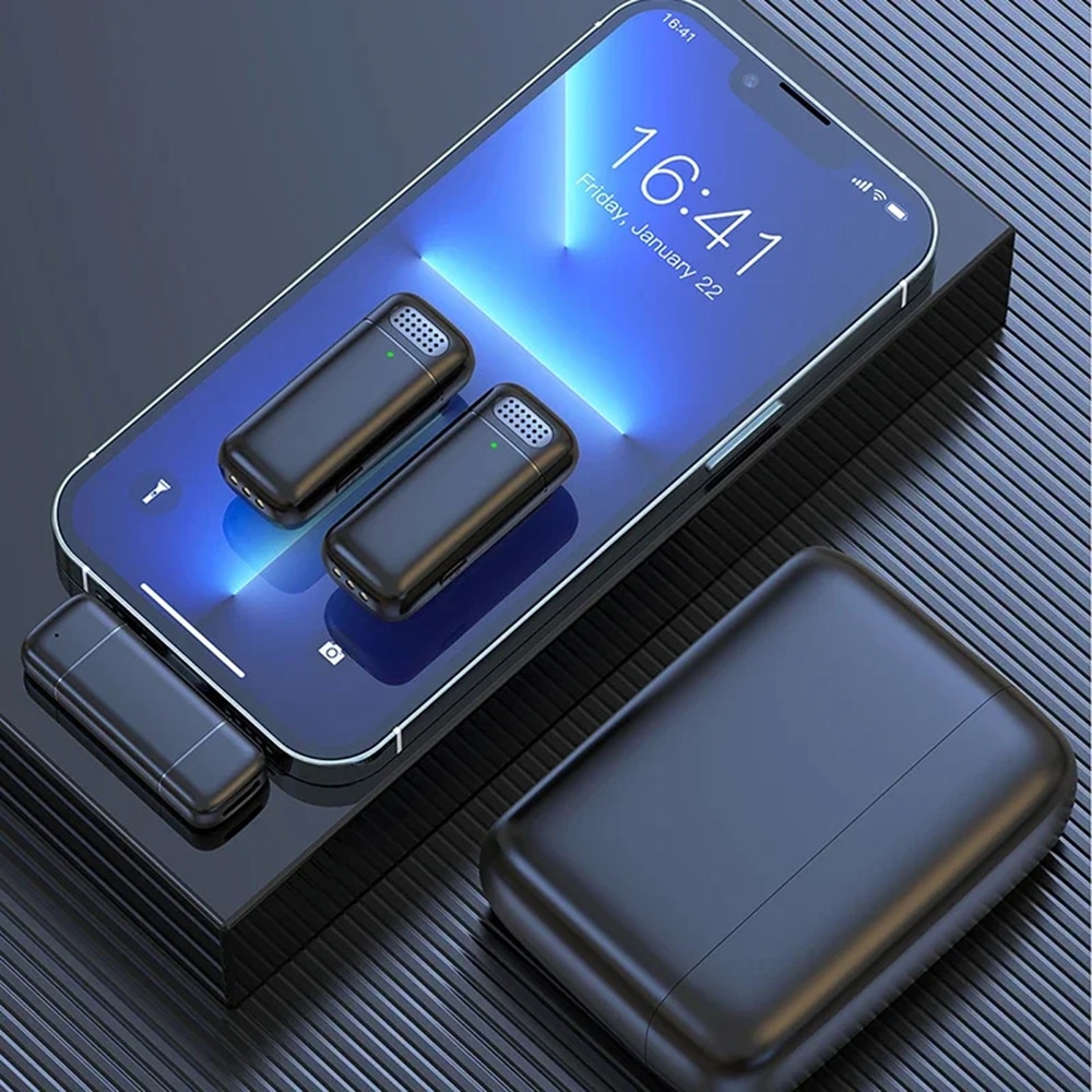 Techsuit - (2 συσκευασία) Μικρόφωνο Lavalier Wireless (LW3) - με Δέκτη, Lightning, Μείωση Θορύβου, 70mAh, Plug and Play - Μαύρο - Image 3