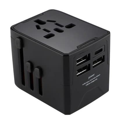 Techsuit - Προσαρμογέας Ταξιδιού (HHT520) - 3 x USB, Type-C, EU, UK, AUS, US - Μαύρο