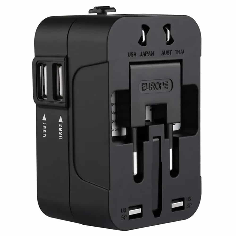 Techsuit - Προσαρμογέας Ταξιδίου (HHT202) - 2 x USB, EU, UK, AUS, US - Μαύρο - Image 2
