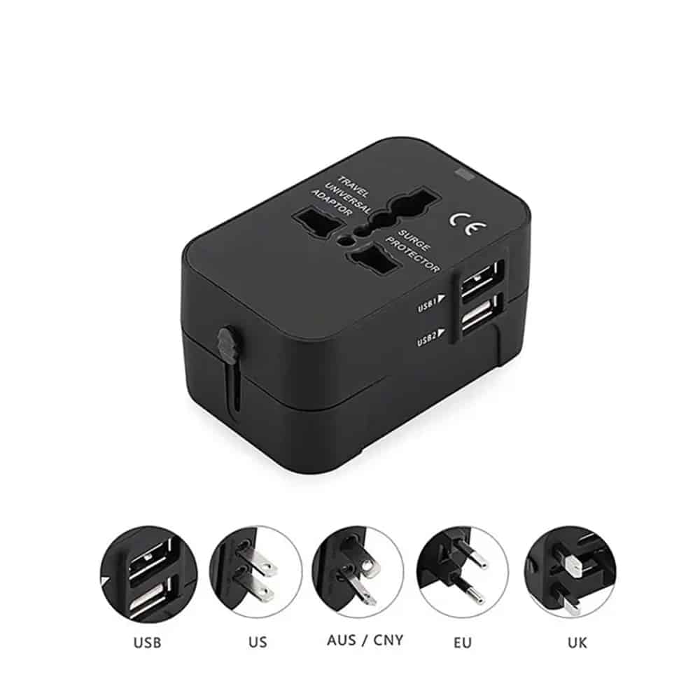 Techsuit - Προσαρμογέας Ταξιδίου (HHT202) - 2 x USB, EU, UK, AUS, US - Μαύρο - Image 3