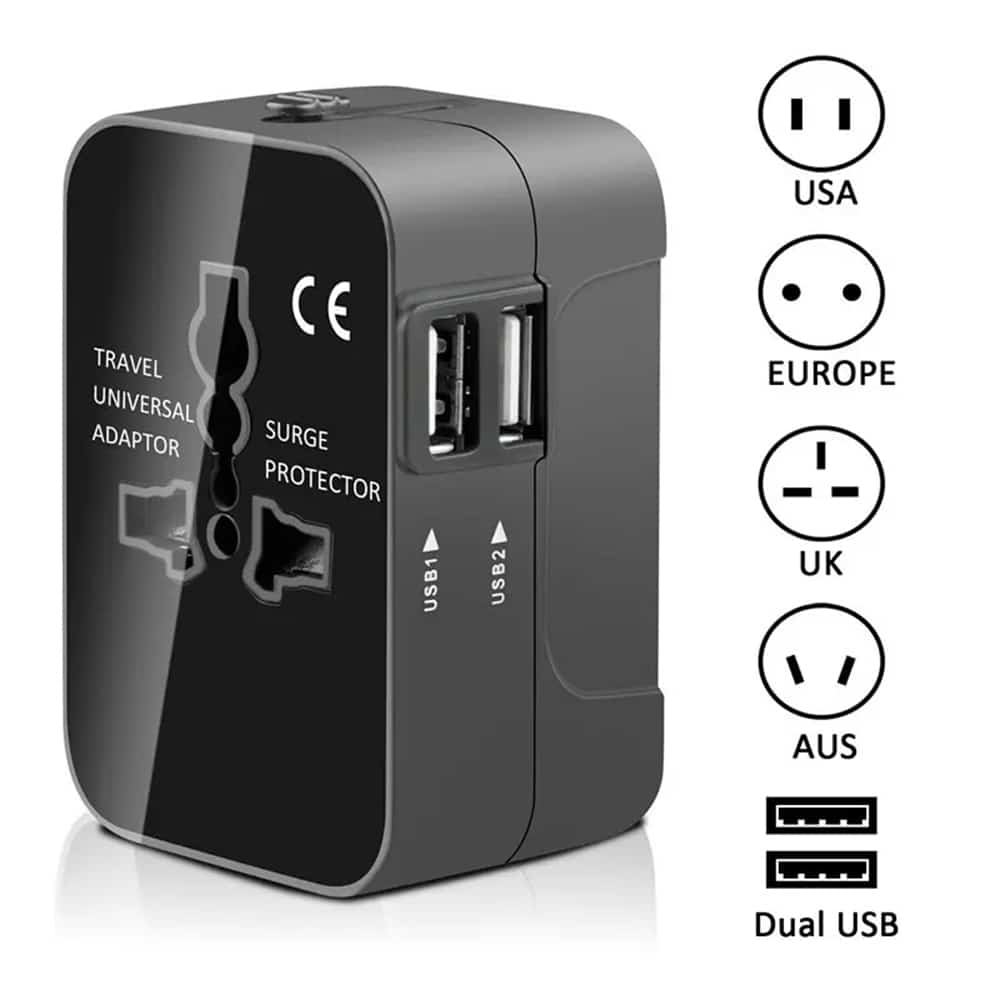 Techsuit - Προσαρμογέας Ταξιδίου (HHT202) - 2 x USB, EU, UK, AUS, US - Μαύρο - Image 4