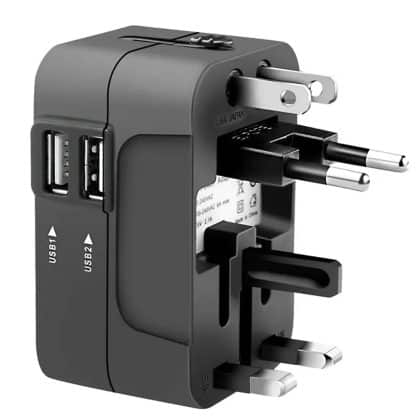 Techsuit - Προσαρμογέας Ταξιδίου (HHT202) - 2 x USB, EU, UK, AUS, US - Μαύρο