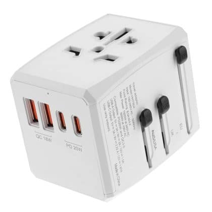Techsuit - Προσαρμογέας Ταξιδιού (HHT904) - PD20W, 2 x USB, 2 xType-C, EU, UK, AUS, US - Λευκό