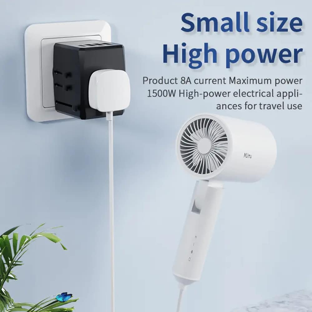 Techsuit - Προσαρμογέας Ταξιδίου (HHT904) - PD15W, 3 x USB, Type-C, EU, UK, AUS, US - Μαύρο - Image 3