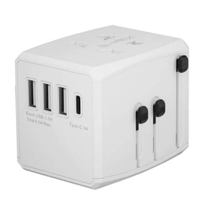 Techsuit - Προσαρμογέας Ταξιδιού (HHT904) - PD30W, 3 x USB, Type-C, EU, UK, AUS, US - Λευκό