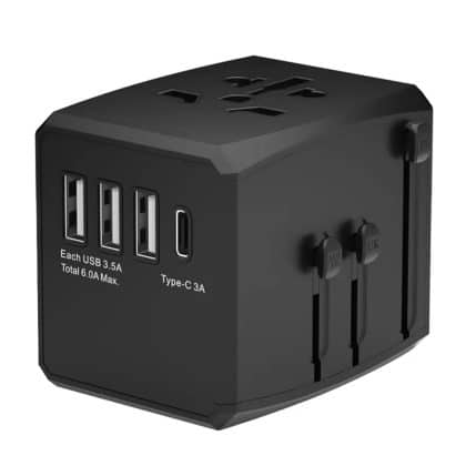 Techsuit - Προσαρμογέας Ταξιδιού (HHT904) - PD30W, 3 x USB, Type-C, EU, UK, AUS, US - Μαύρο
