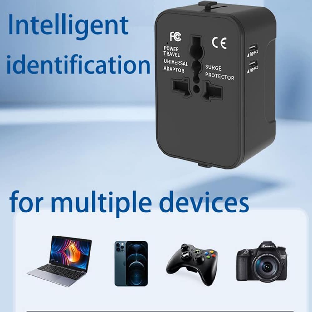 Techsuit - Προσαρμογέας Ταξιδιού (HHT202-2C) - 2 x USB-C, EU, UK, AUS, US - Λευκό - Image 5