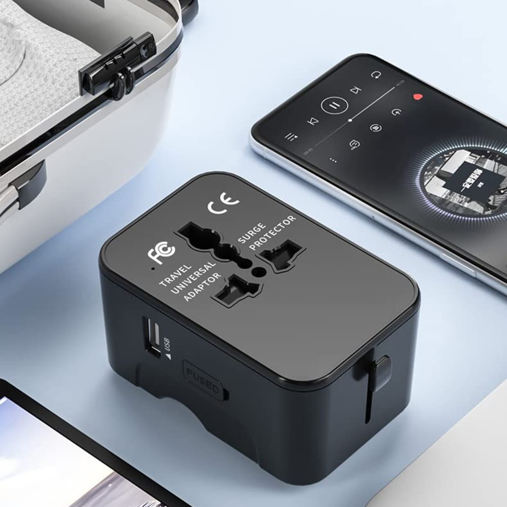 Techsuit - Προσαρμογέας Ταξιδιού (HHT202-2C) - 2 x USB-C, EU, UK, AUS, US - Μαύρο - Image 4