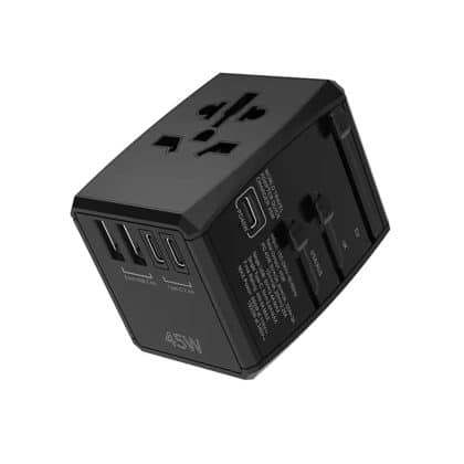 Techsuit - Προσαρμογέας Ταξιδιού (HHT905) - PD45W, 2 x USB, 3 x Type-C, EU, UK, AUS, US - Μαύρο
