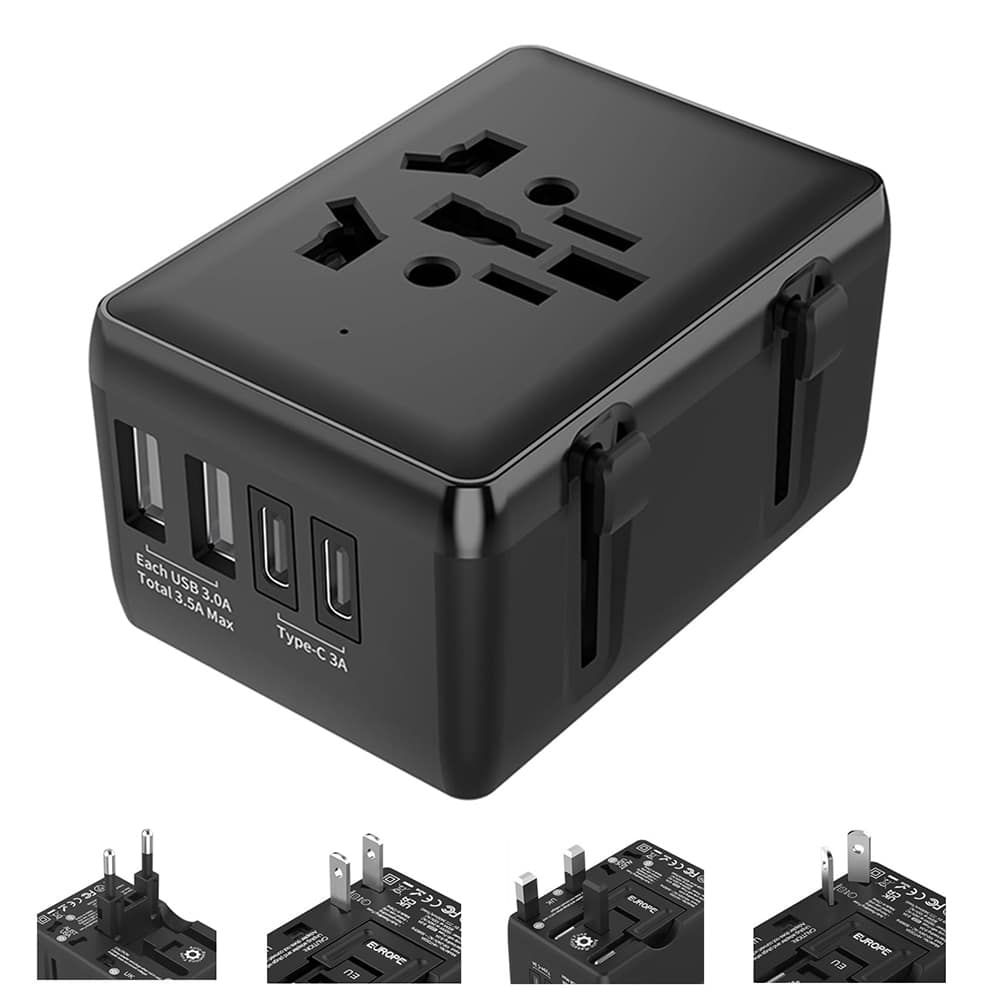 Techsuit - Προσαρμογέας Ταξιδιού (HHt204A) - 15W, 2xUSB-C, 2xUSB, EU σε UK, AUS, US - Λευκό - Image 3